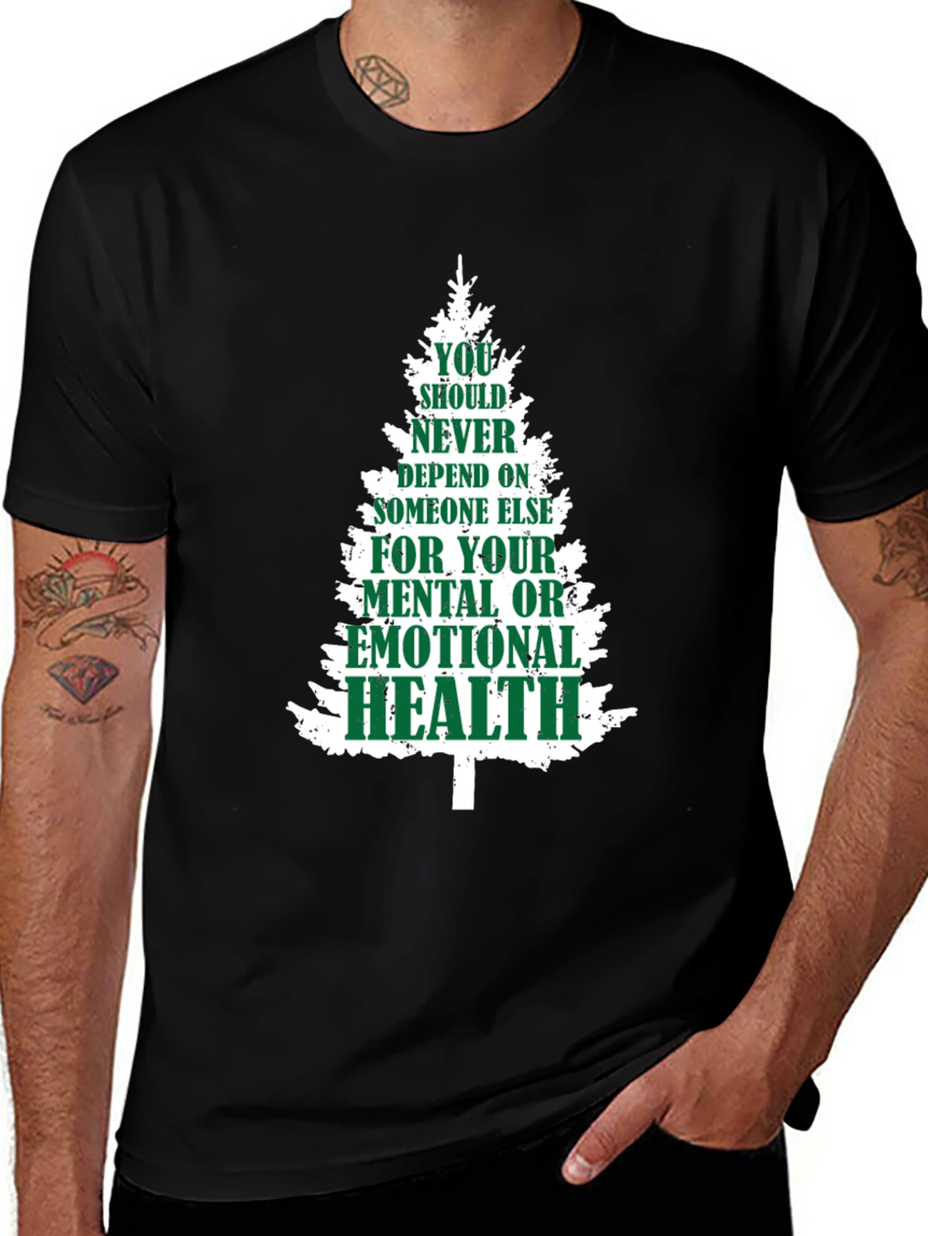 Variant 21 of Mental Health Tree Black T-Shirt