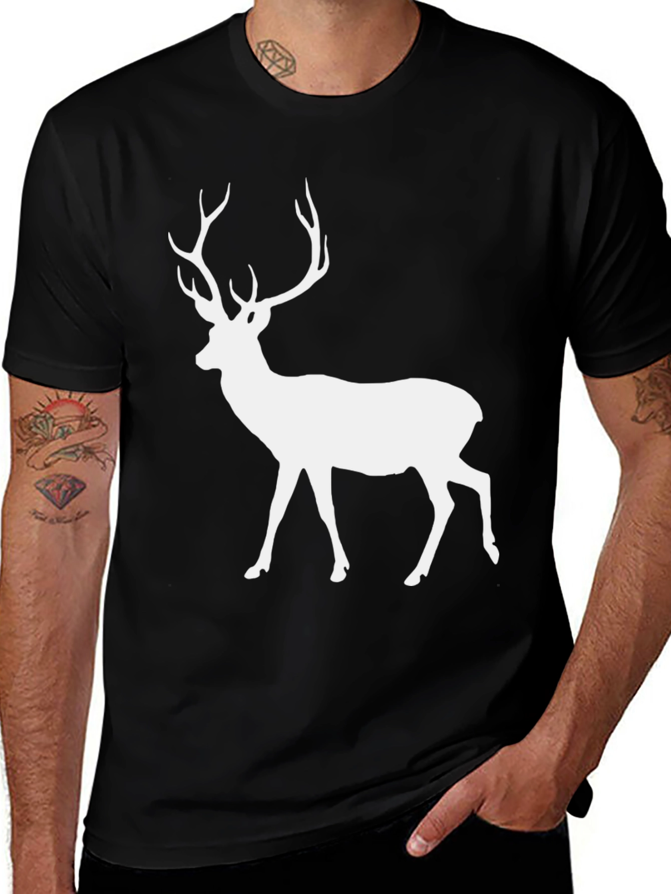 Variant 22 of Deer Graphic Tee - Black Cotton