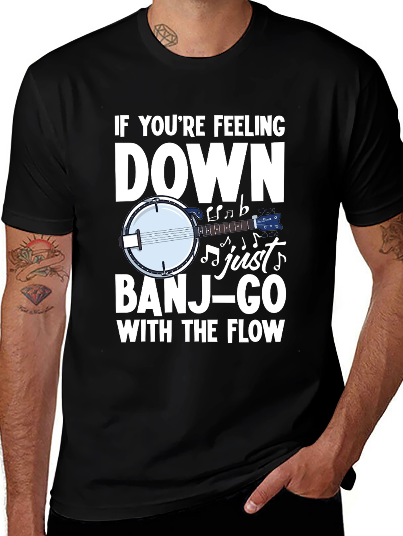 Variant 4 of Banjo T-Shirt - If You're Feeling Down Just Banjo-Go