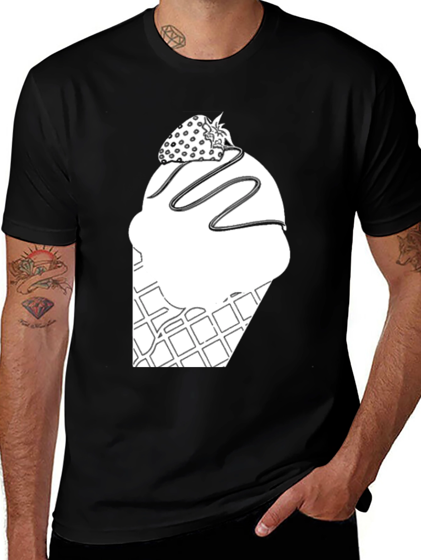 Variant 21 of Ice Cream Cone Graphic Tee - Stylish Black T-Shirt