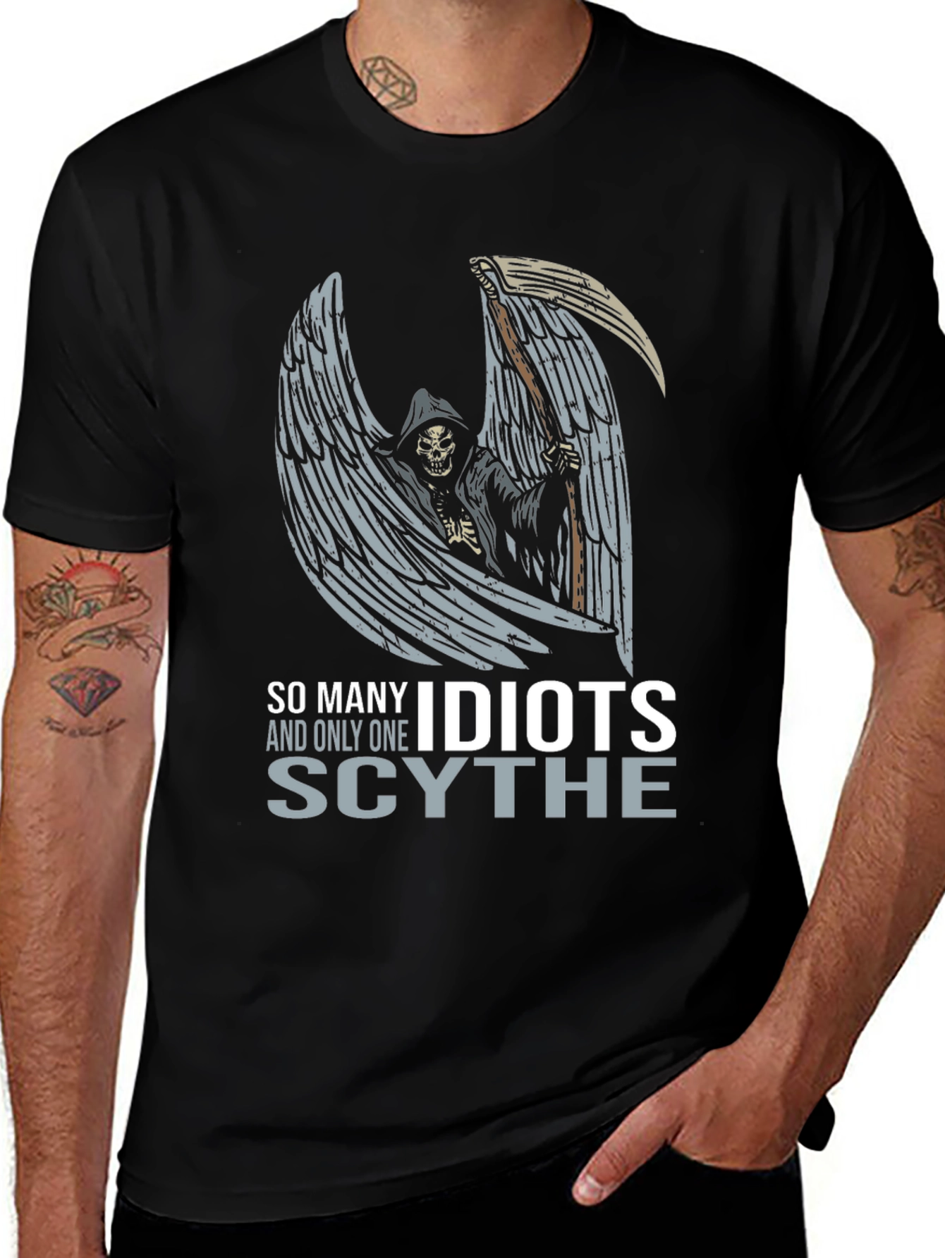 Grim Reaper "Idiots" Graphic T-Shirt