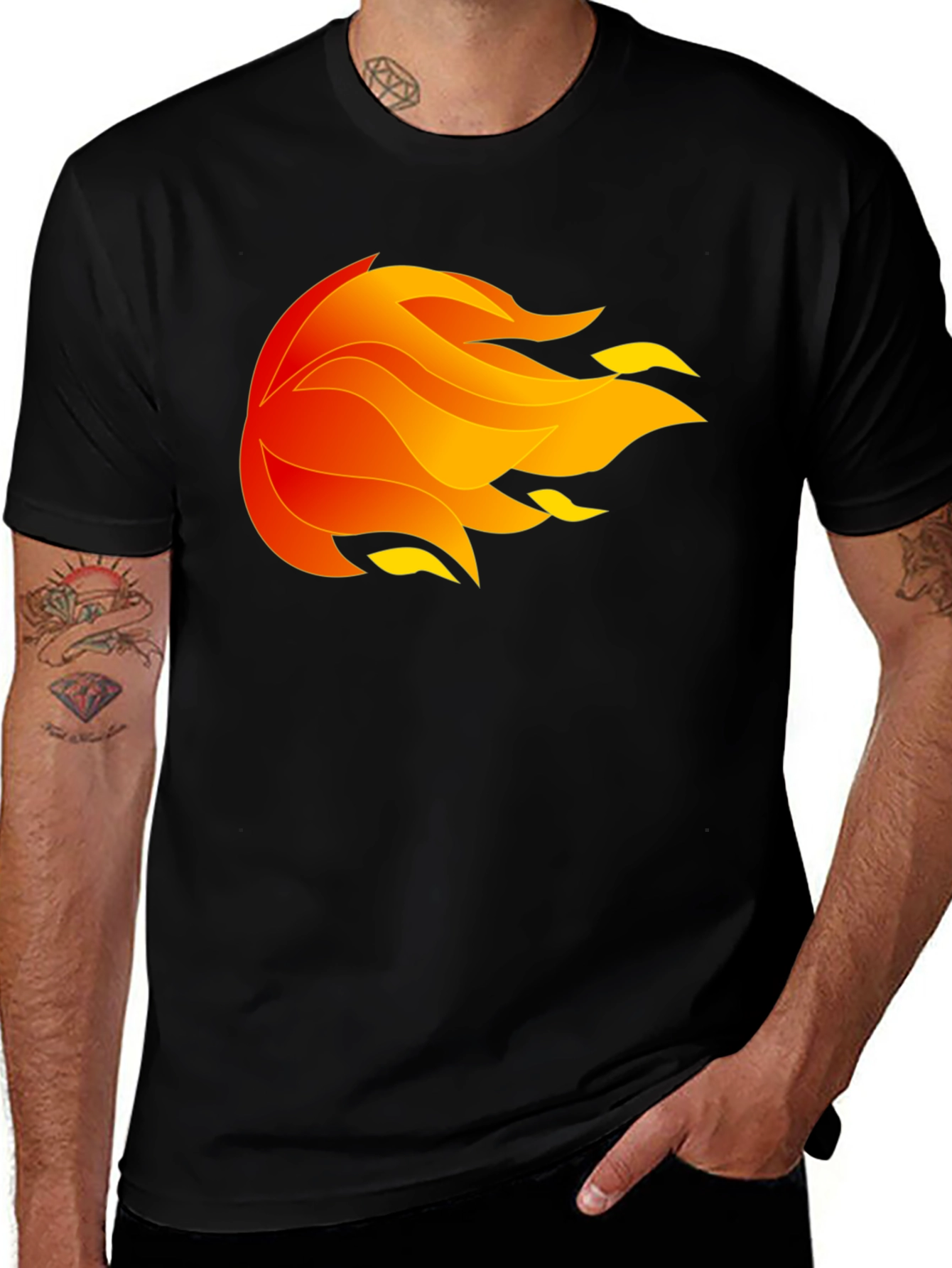 Variant 17 of Fiery Orb Graphic Black T-Shirt