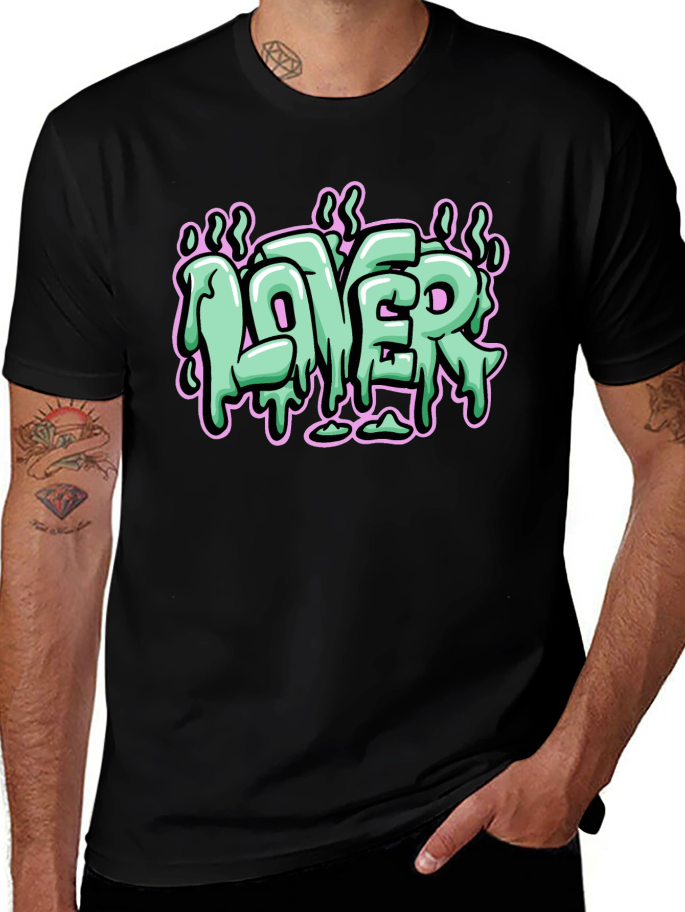 Lover Graphic Print Black T-Shirt