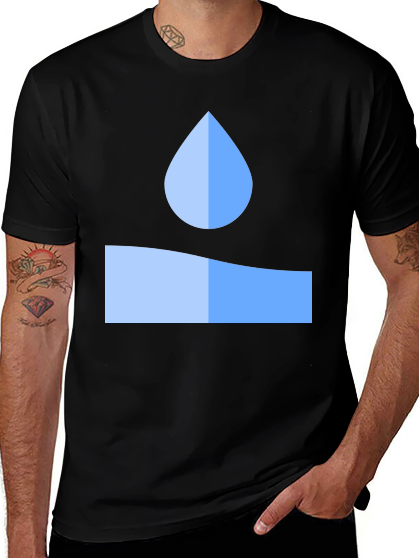 Variant 28 of Men's Black T-Shirt with Water Graphic