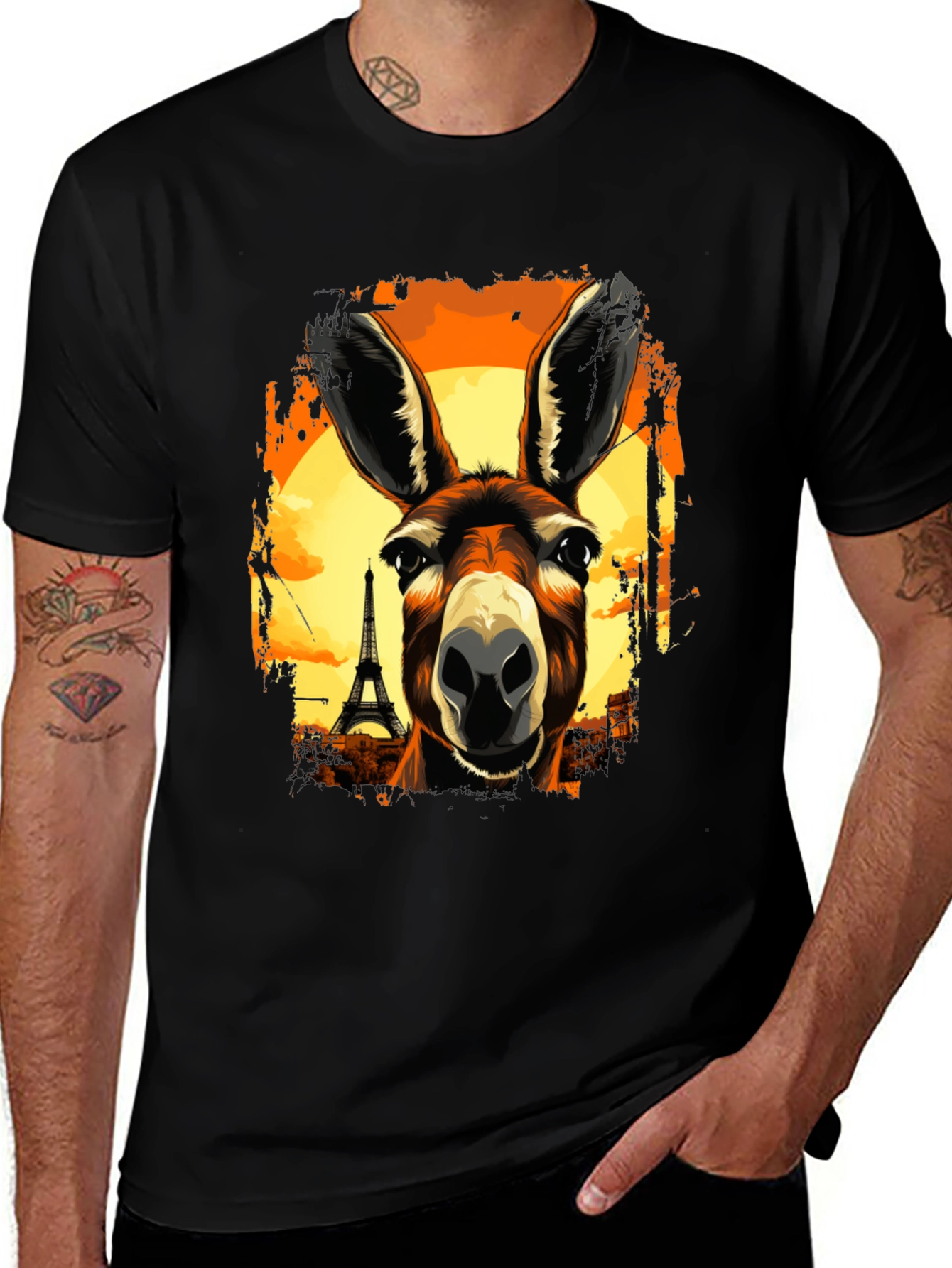 Variant 21 of Eiffel Tower Donkey Graphic T-Shirt