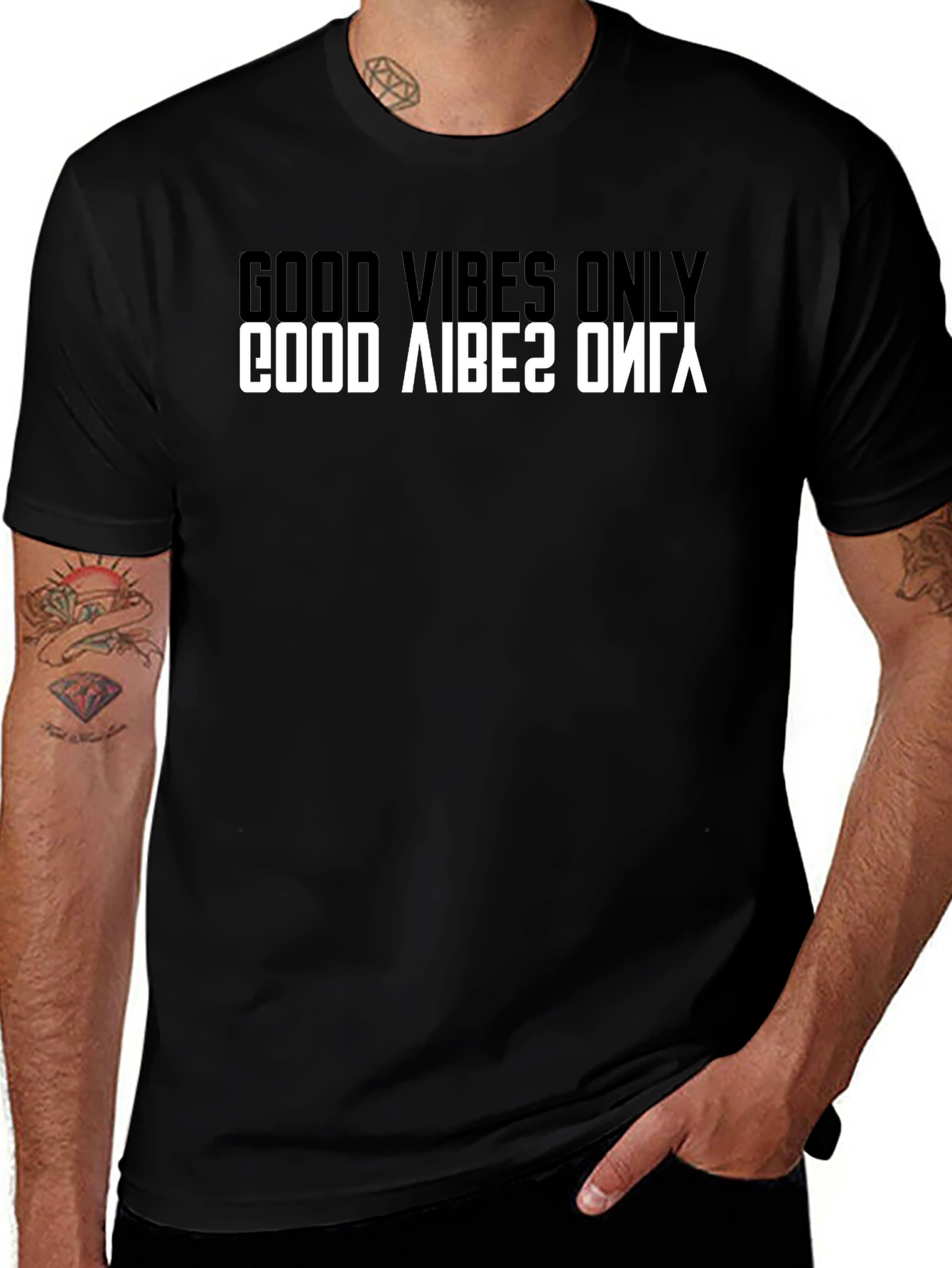 Variant 10 of Good Vibes Only Graphic Tee - Men's Black T-Shirt