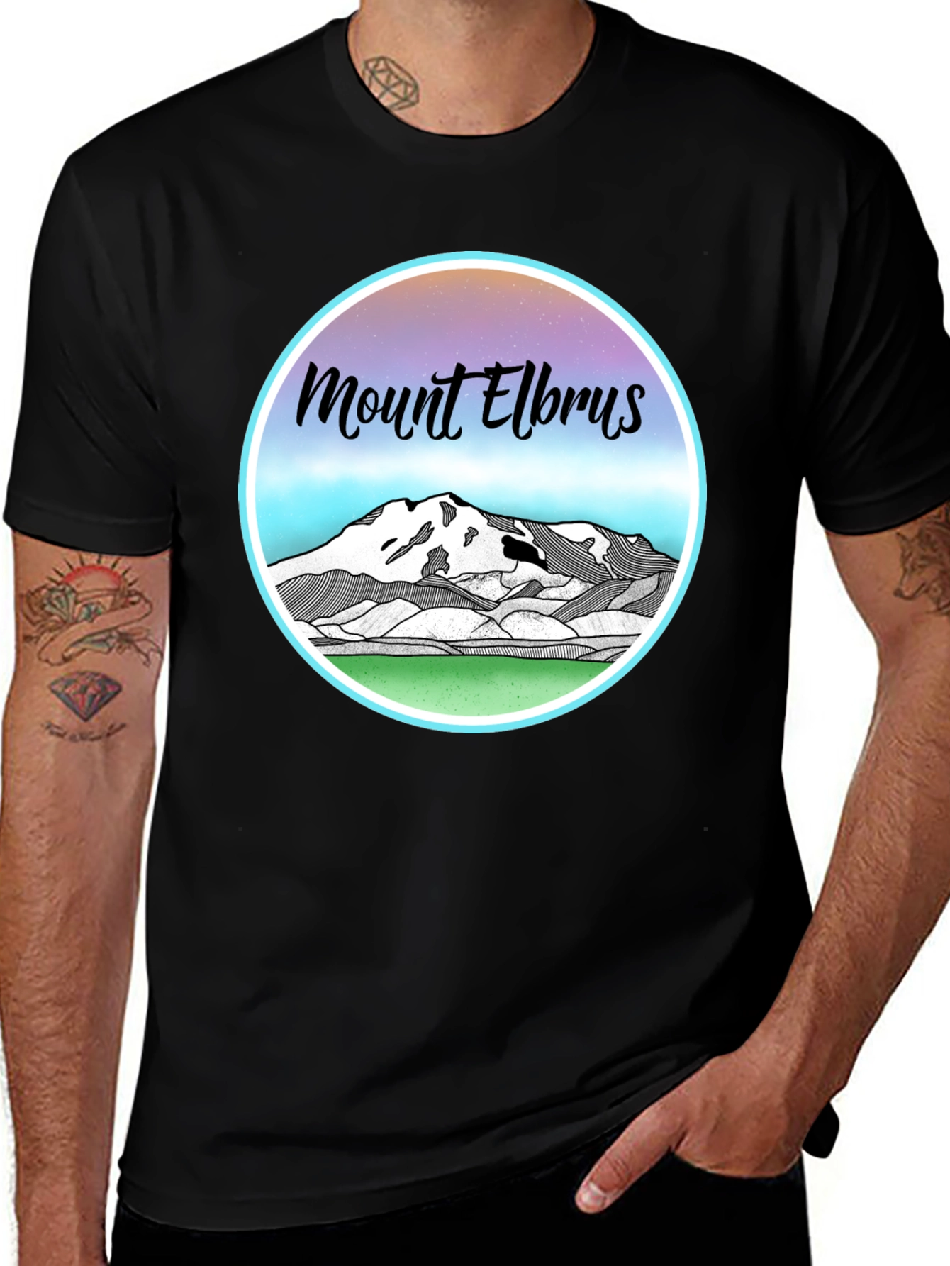 Variant 19 of Mount Elbrus Graphic T-Shirt - Black Cotton Tee