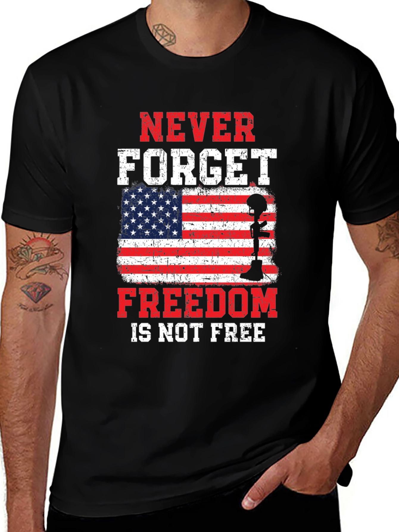 Variant 25 of Patriotic "Never Forget" Graphic Tee