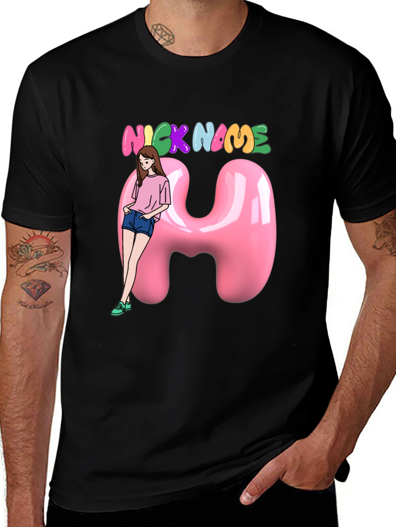 Variant 11 of Unique Custom Name T-Shirt with Cartoon Girl