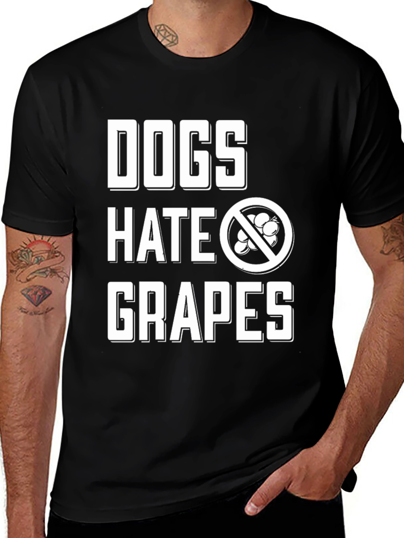 Variant 21 of Dogs Hate Grapes Graphic T-Shirt - Funny Pet Owner Tee