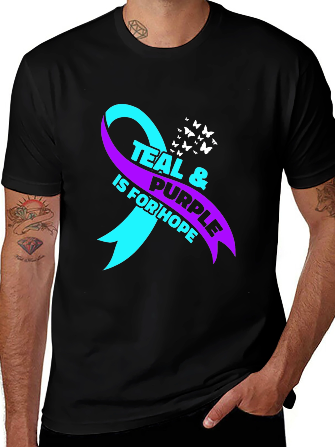 Variant 30 of Teal & Purple Ribbon Hope Awareness T-Shirt