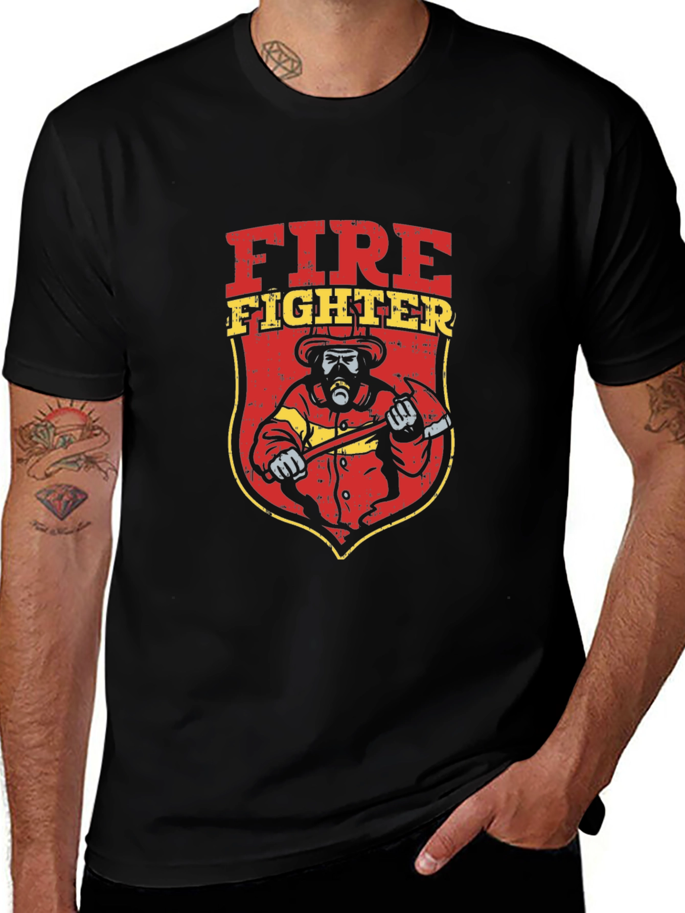 Variant 9 of Firefighter Graphic Tee - Black Cotton T-Shirt