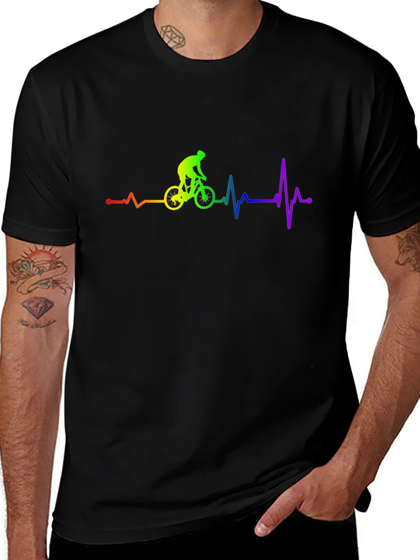 Variant 18 of Cycling Heartbeat Graphic Tee - Black