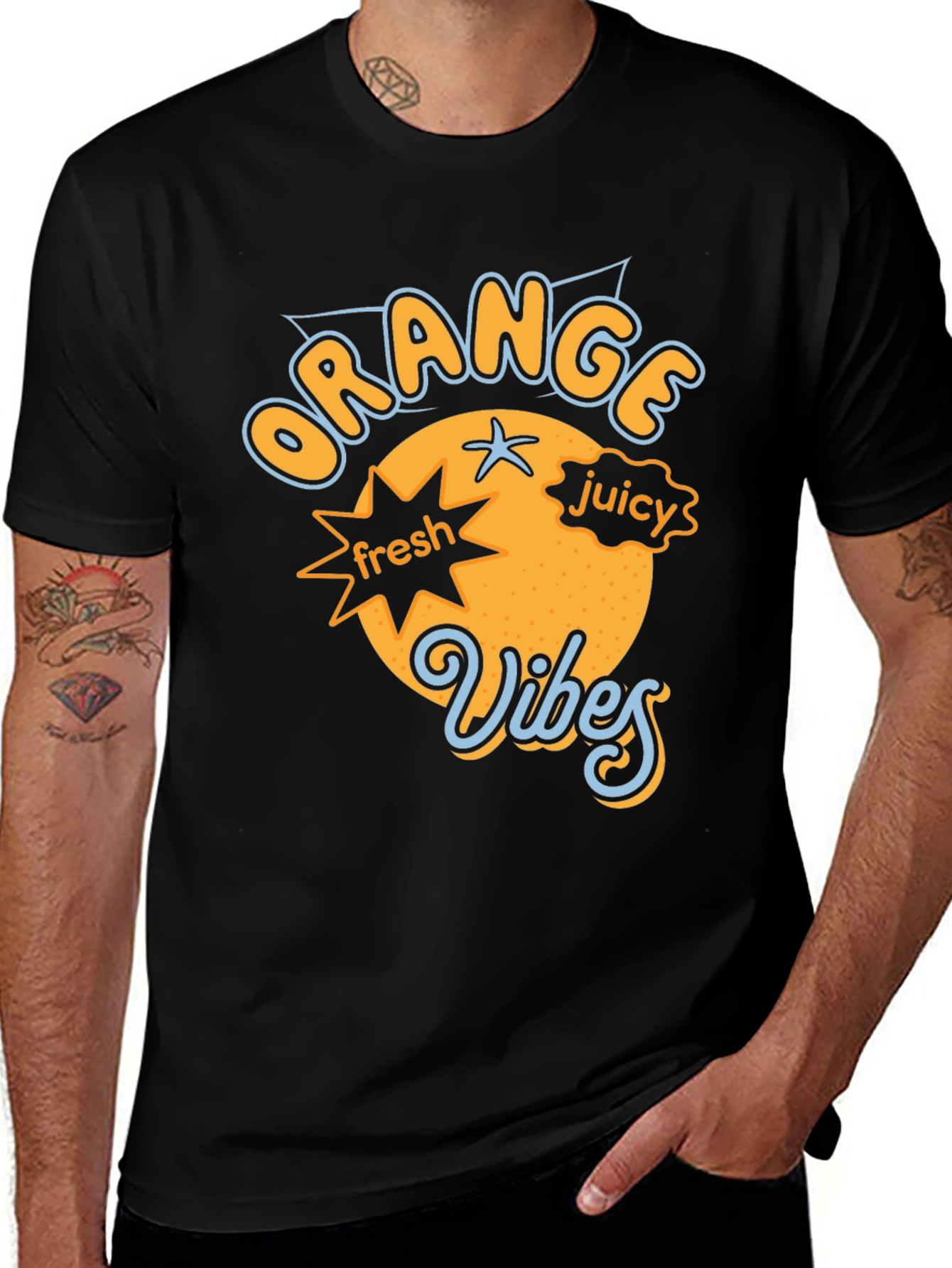 Black Orange Vibes Graphic Tee - Fresh & Fun main image