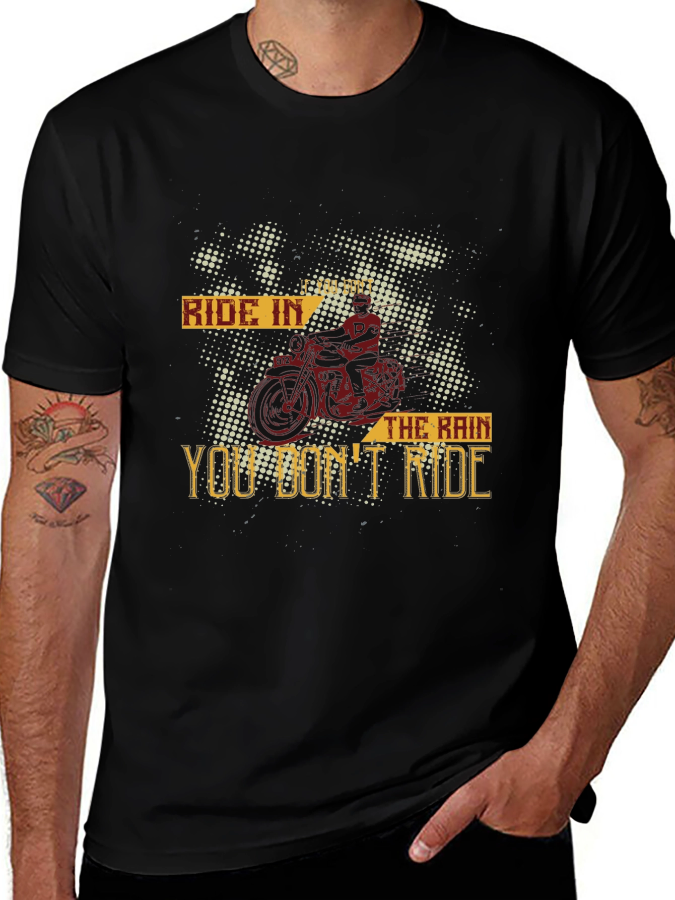 Variant 5 of Ride in the Rain T-Shirt - Motorcycle Graphic Tee