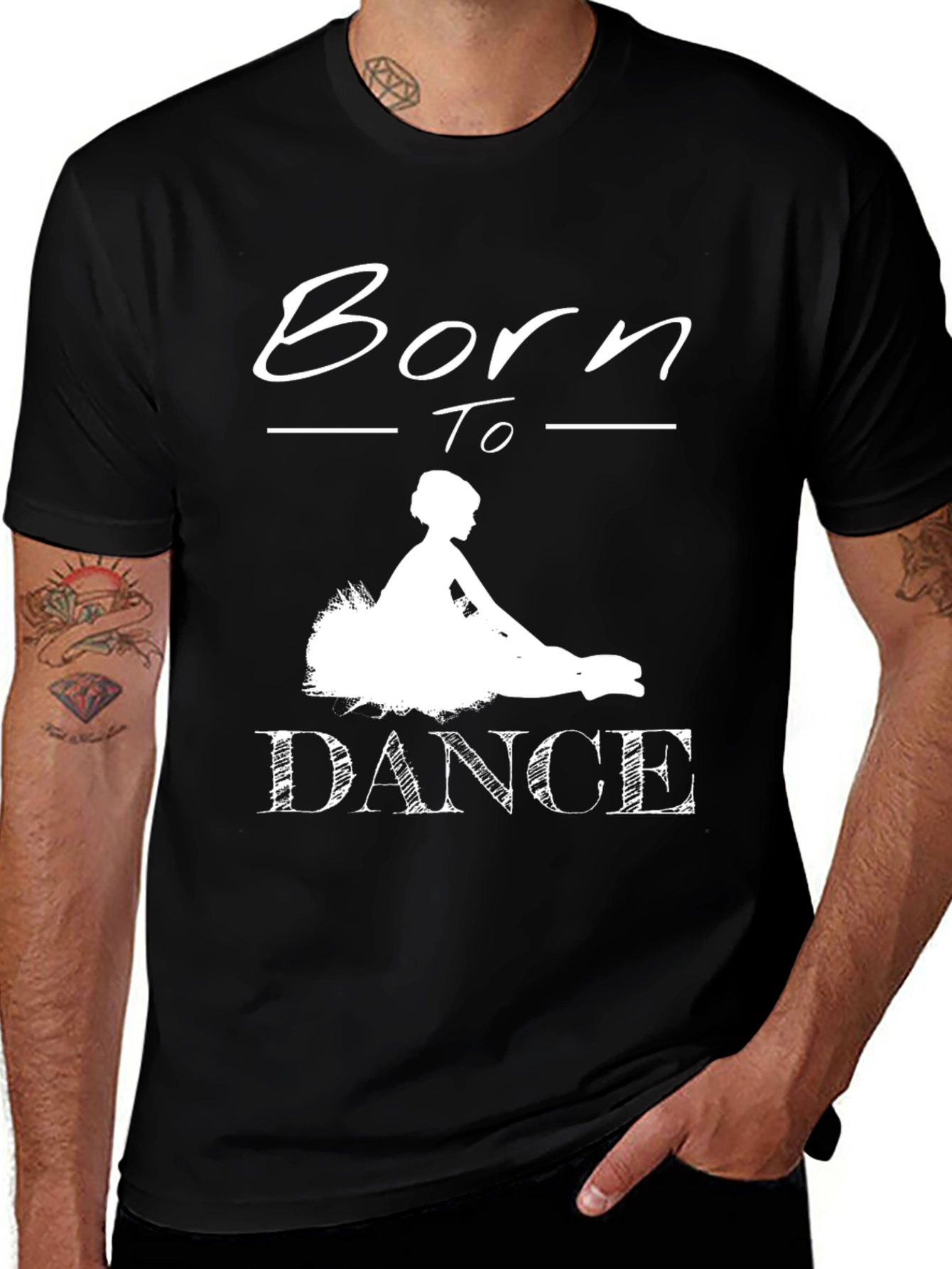 Variant 14 of Born to Dance Black T-Shirt - Ballerina Graphic Tee