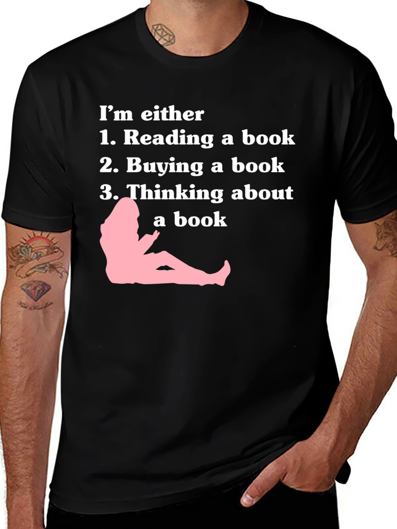 Variant 4 of Book Lover T-Shirt: Reading, Buying, Thinking of Books