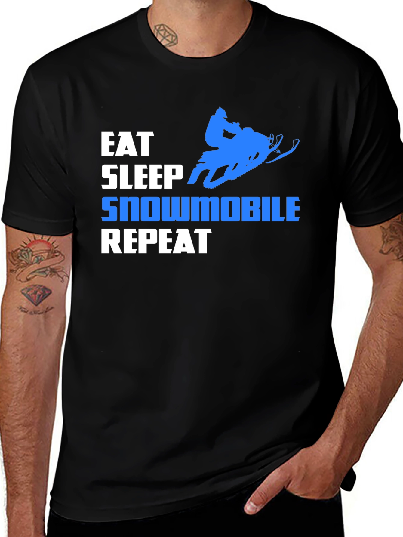 Variant 9 of Eat Sleep Snowmobile Repeat Graphic T-Shirt