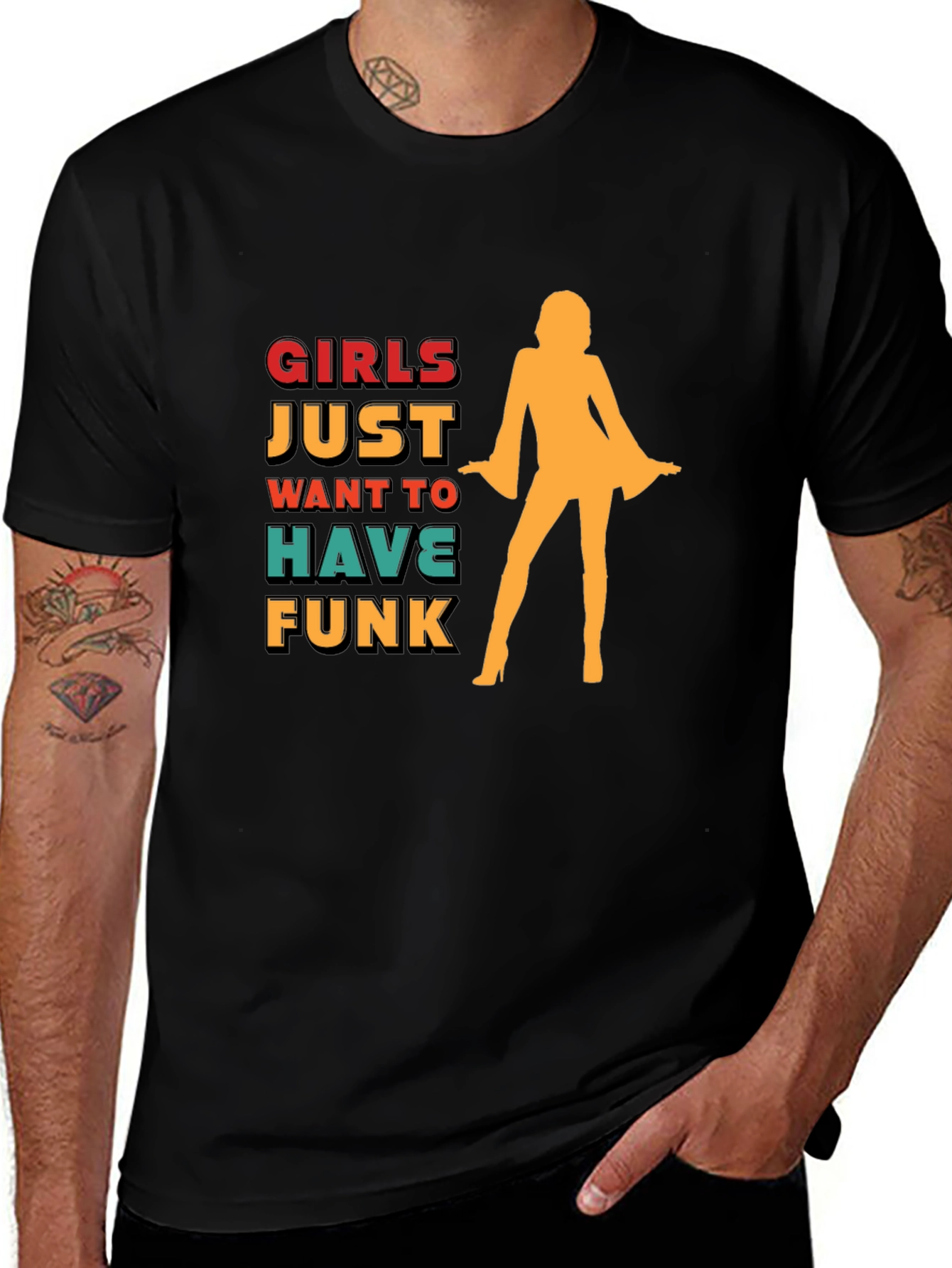 Variant 7 of Girls Just Want To Have Funk Black Graphic T-Shirt