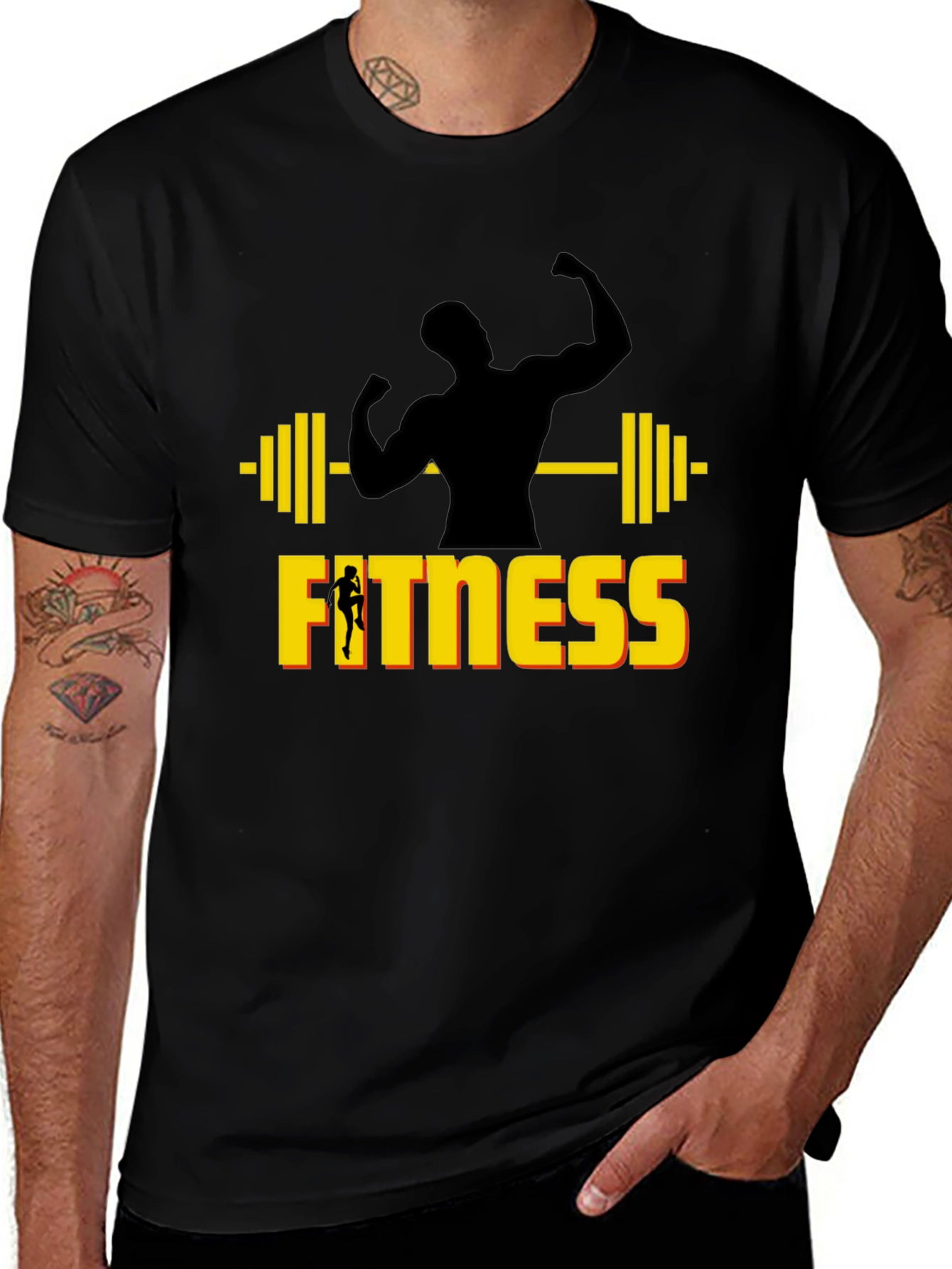 Variant 14 of Fitness Graphic Black T-Shirt - Gym Workout Tee