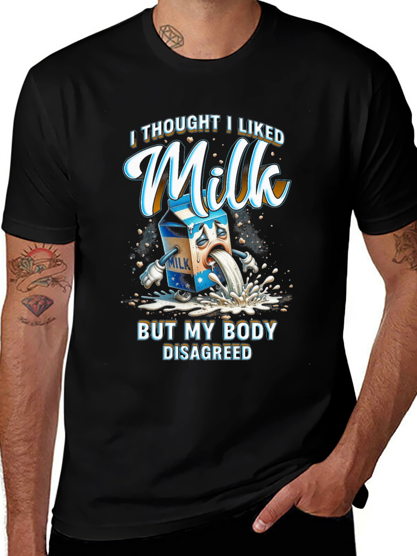 Variant 10 of Funny Milk Intolerance Graphic T-Shirt
