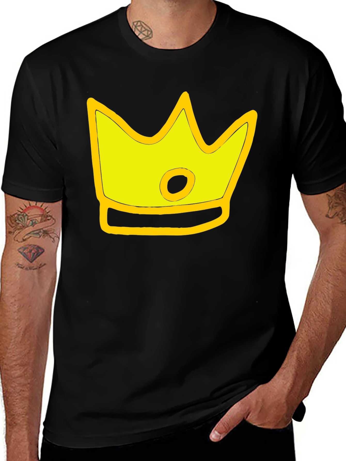 Variant 17 of Cartoon Crown Graphic Black T-Shirt