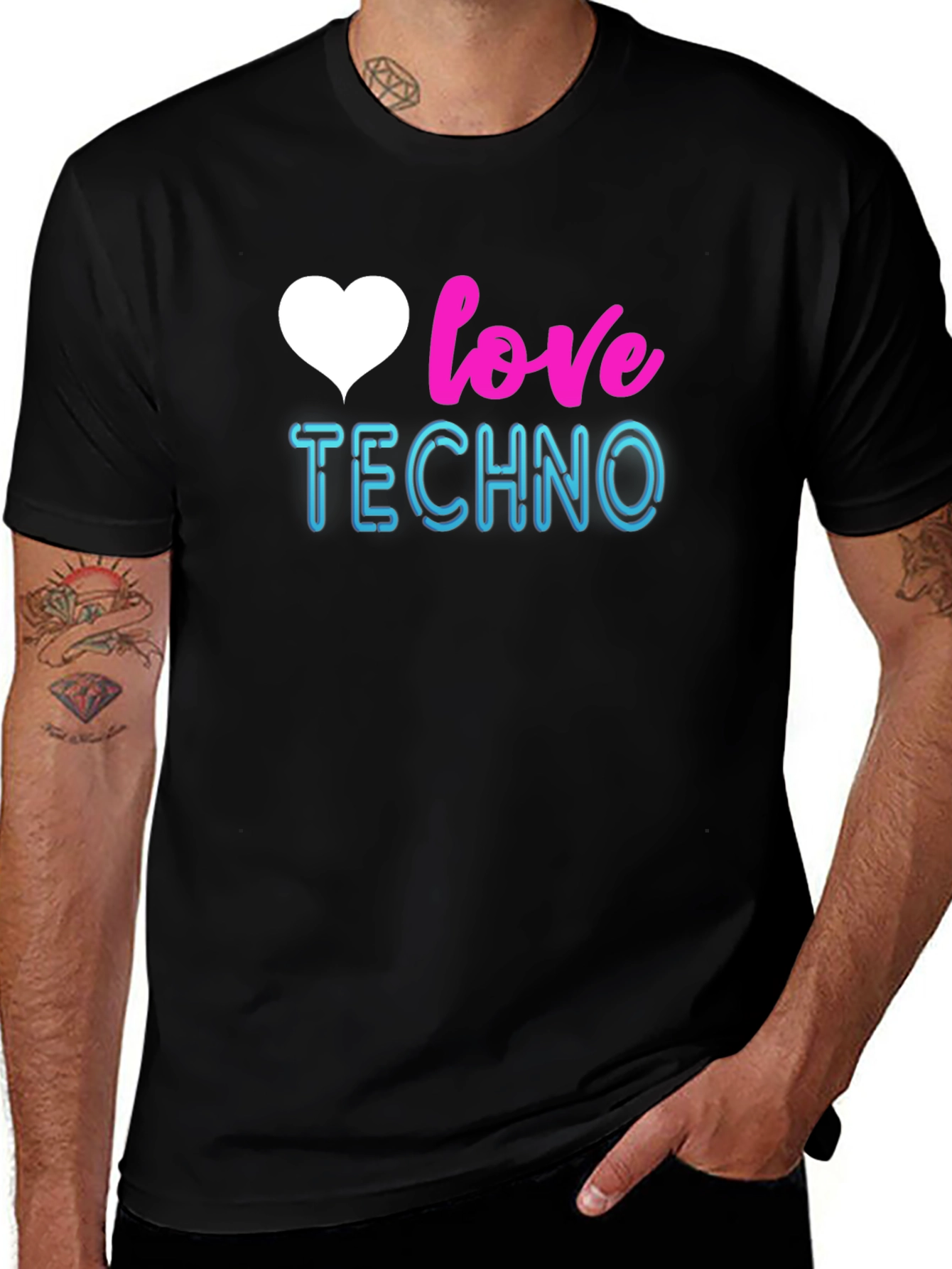 Variant 5 of Love Techno Graphic Tee - Stylish EDM Music T-Shirt