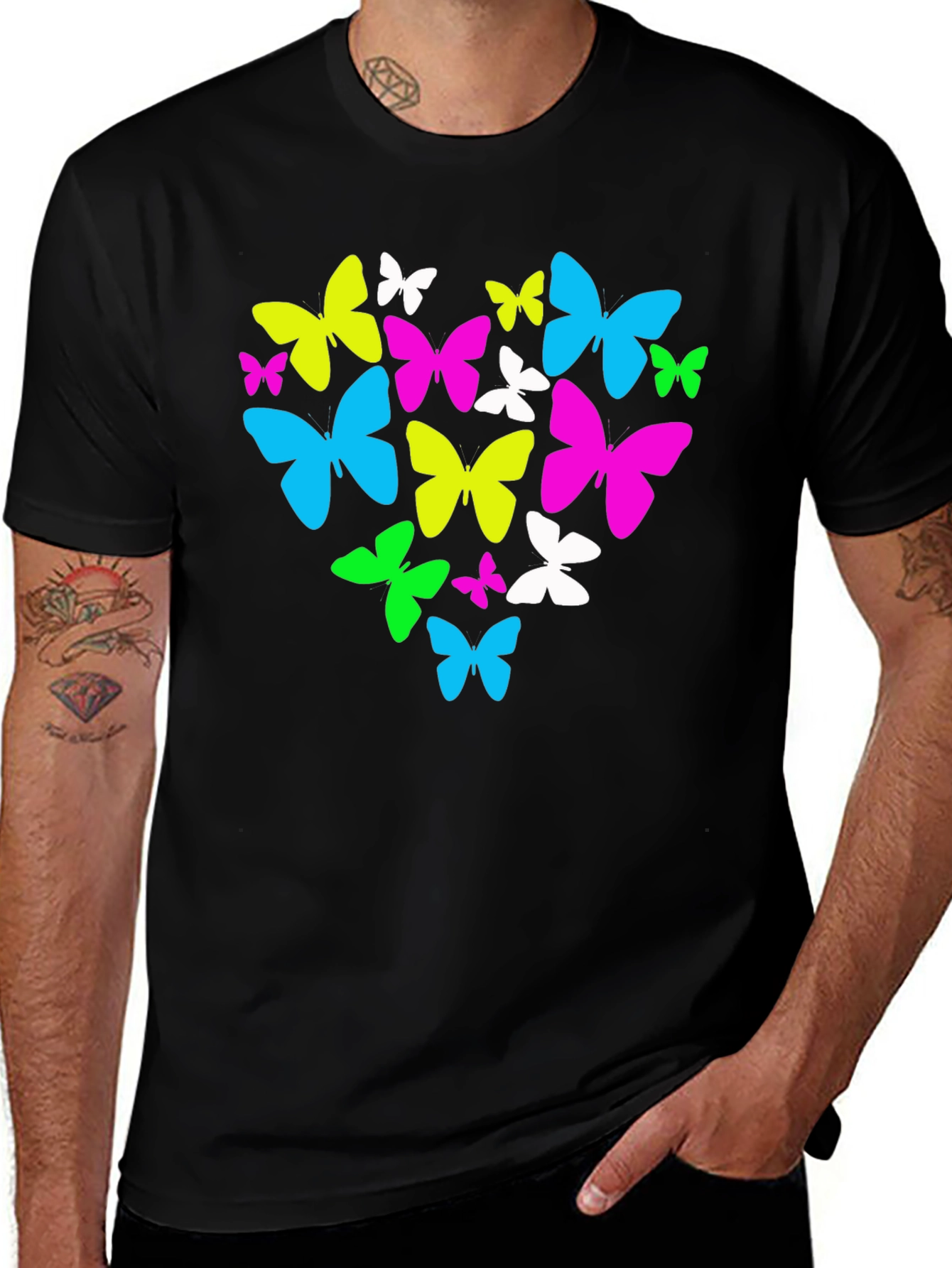 Variant 23 of Butterfly Heart Graphic T-Shirt - Black