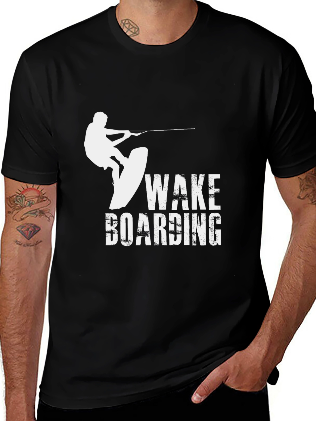 Variant 11 of Wakeboarding Graphic Black T-Shirt