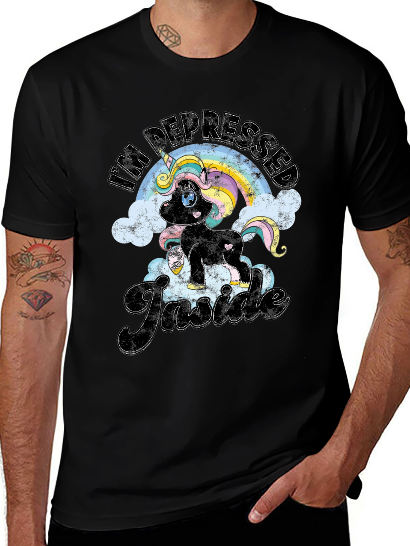 Variant 4 of I'm Depressed Inside Unicorn Graphic T-Shirt