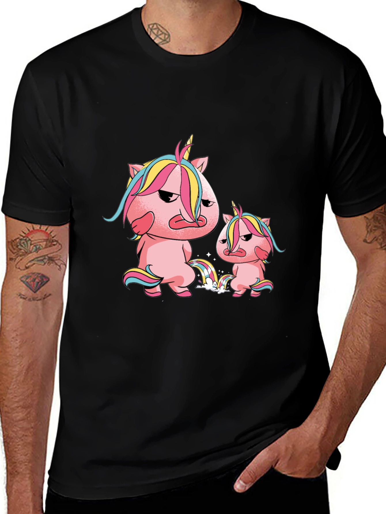 Variant 15 of Grumpy Unicorn T-Shirt - Black Cotton Tee