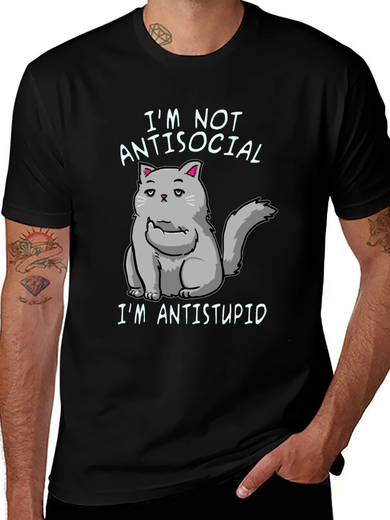 Variant 20 of I'm Not Antisocial, I'm Antistupid Cat T-Shirt