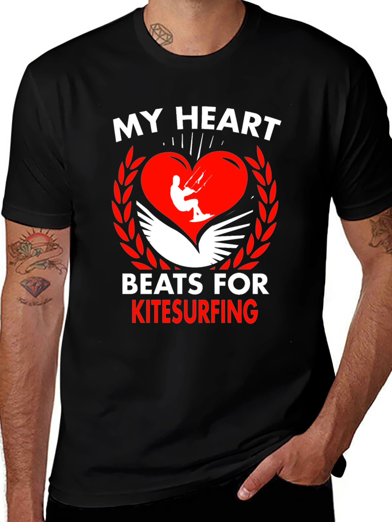 Variant 6 of Kitesurfing Heartbeat Tee