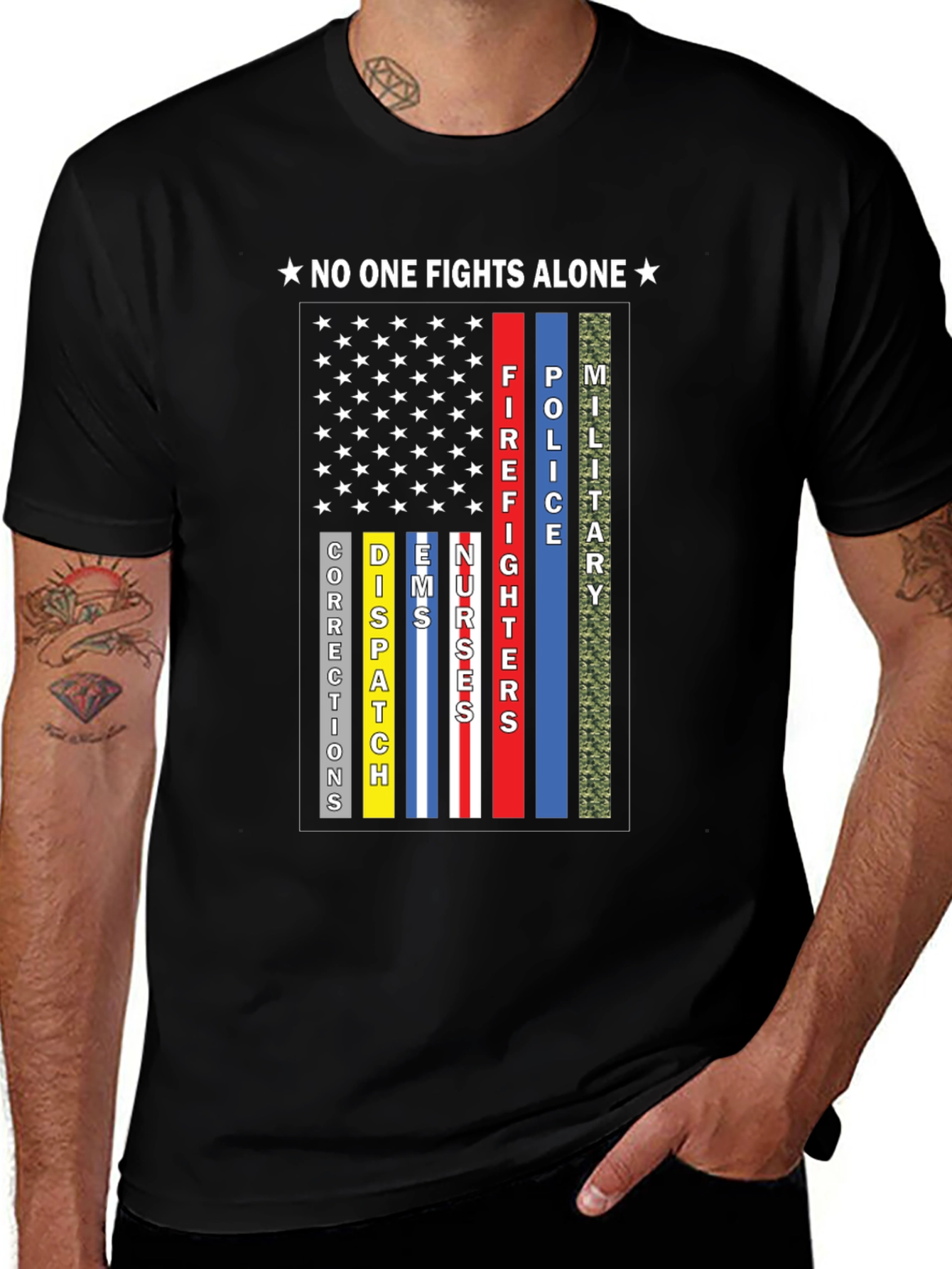 No One Fights Alone American Flag T-Shirt