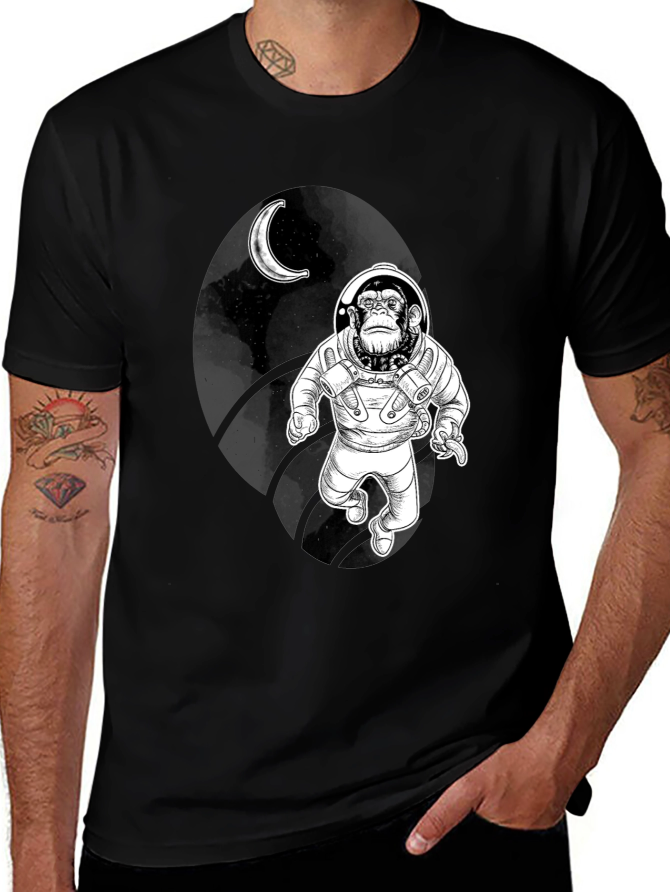 Variant 5 of Space Monkey Graphic Tee - Black