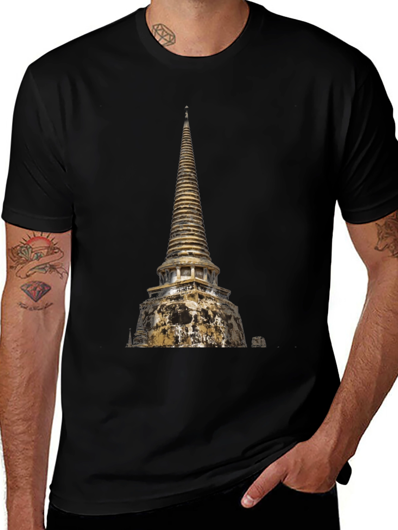 Variant 8 of Temple Print Black T-Shirt