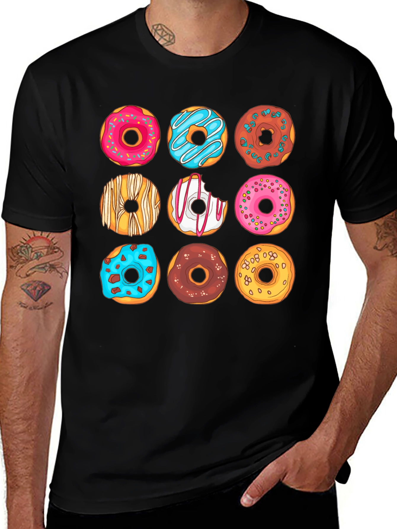 Variant 25 of Donut Print T-Shirt - Sweet Treat Design
