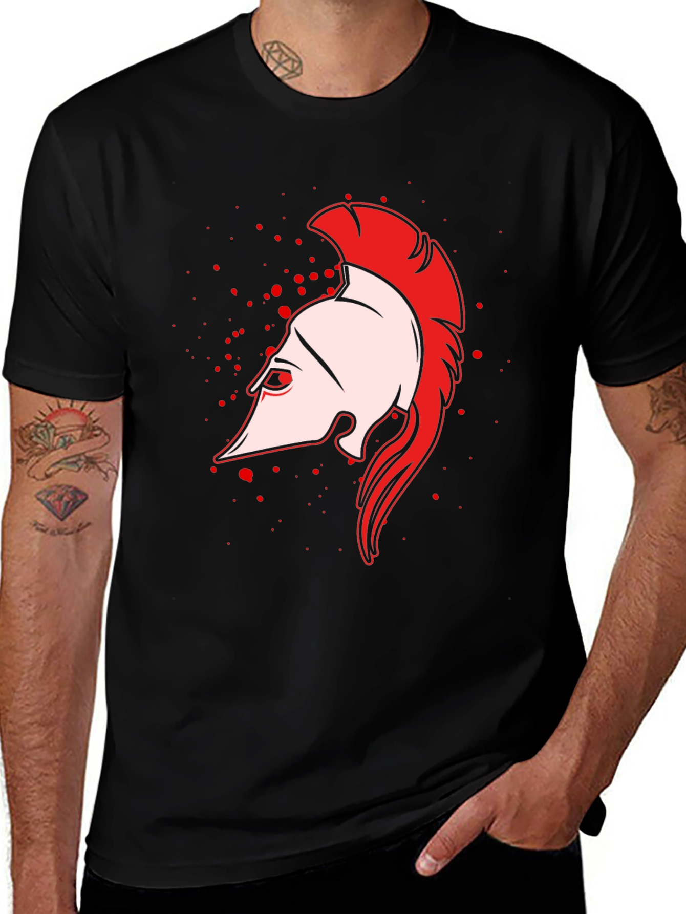 Variant 7 of Spartan Helmet Graphic Black T-Shirt