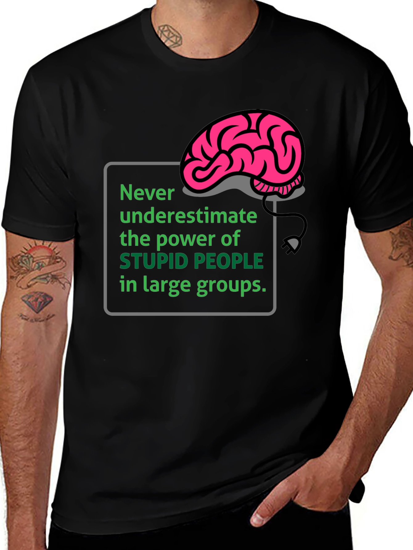 Variant 12 of Stupid People Brain Graphic Tee - Funny Slogan Shirt