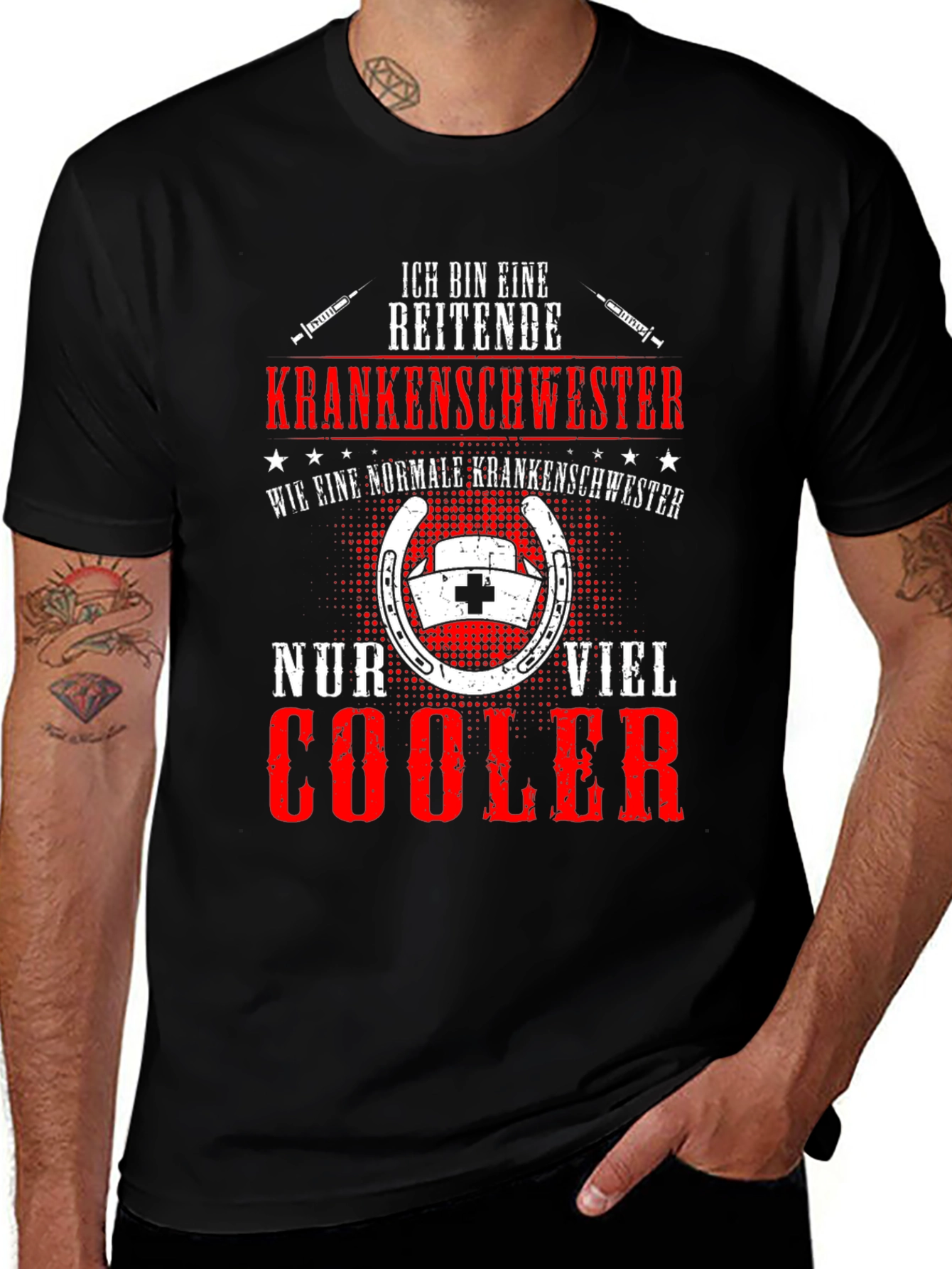 Variant 4 of Cool Nurse T-Shirt - Reitende Krankenschwester Graphic Tee