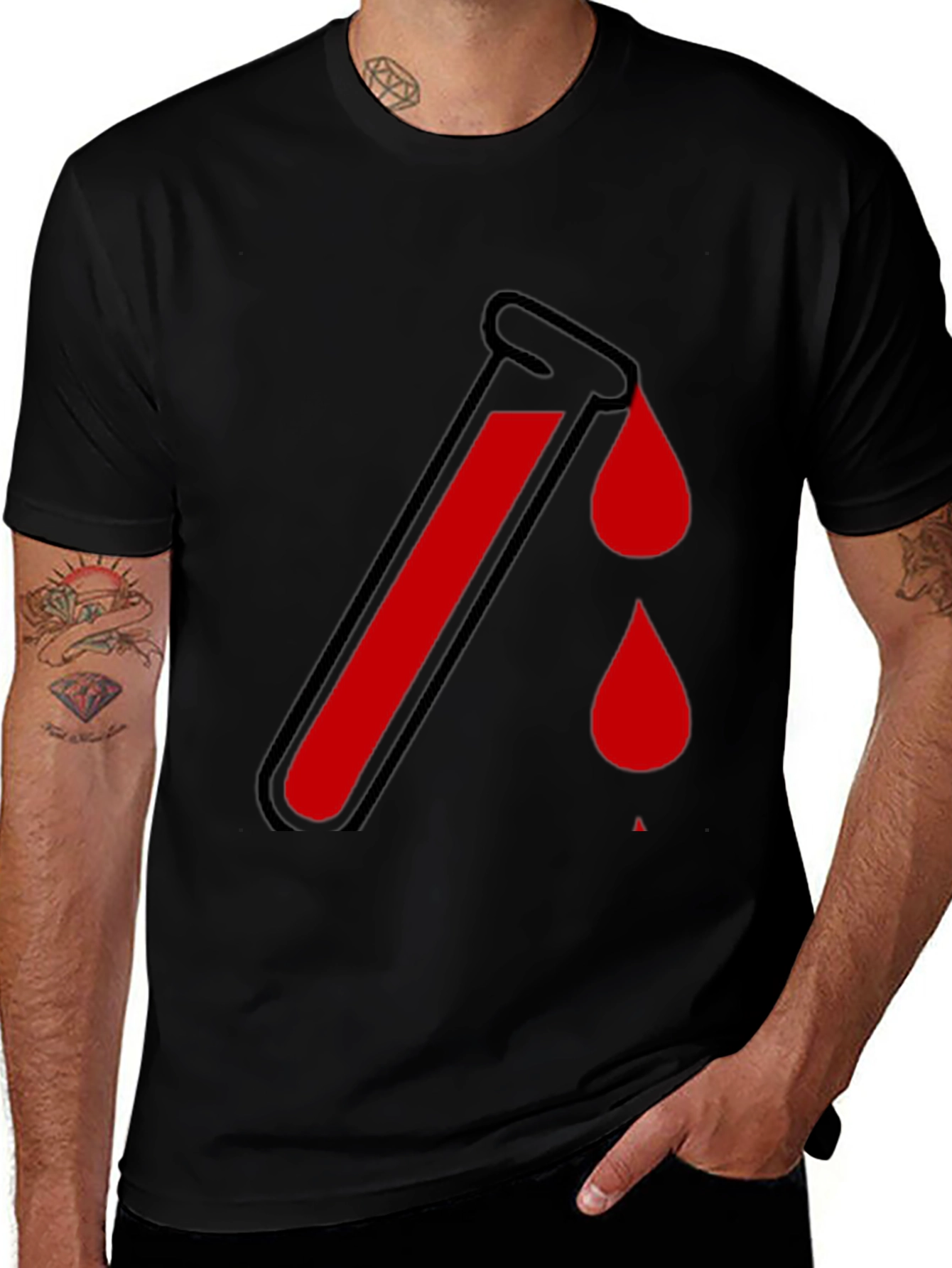 Variant 7 of Blood Test Tube Graphic Black Tee - Halloween