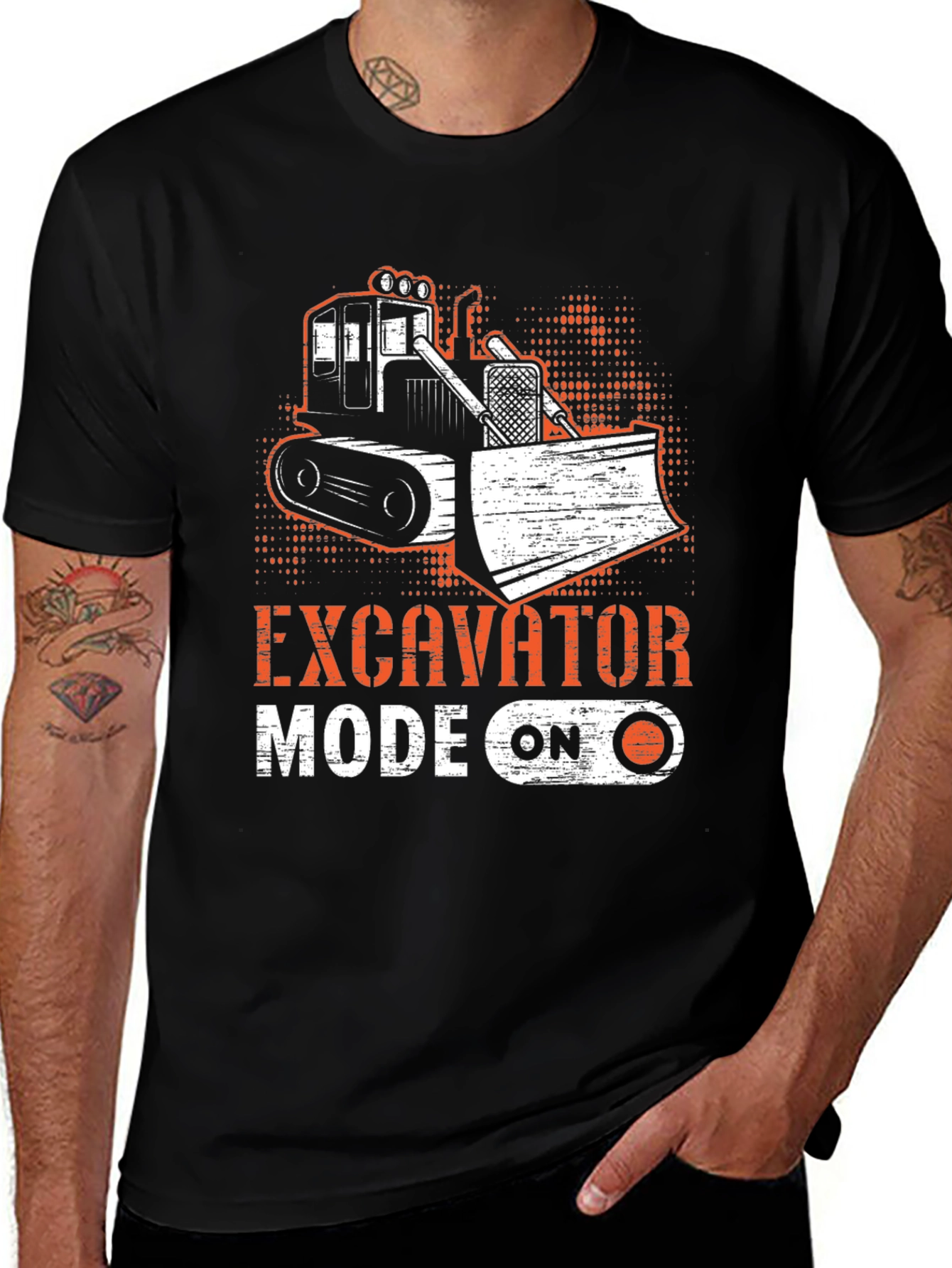 Black Excavator Mode On Black T-Shirt main image