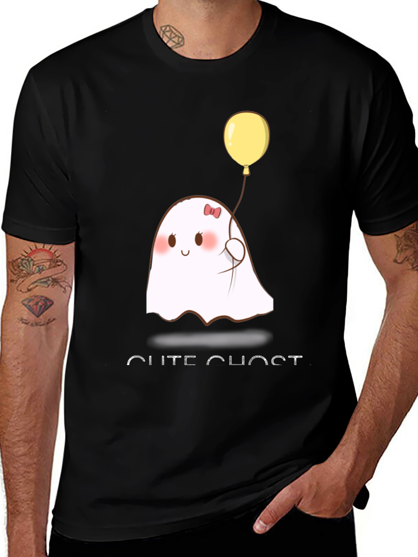 Variant 17 of Cute Ghost T-Shirt - Black Cotton Blend