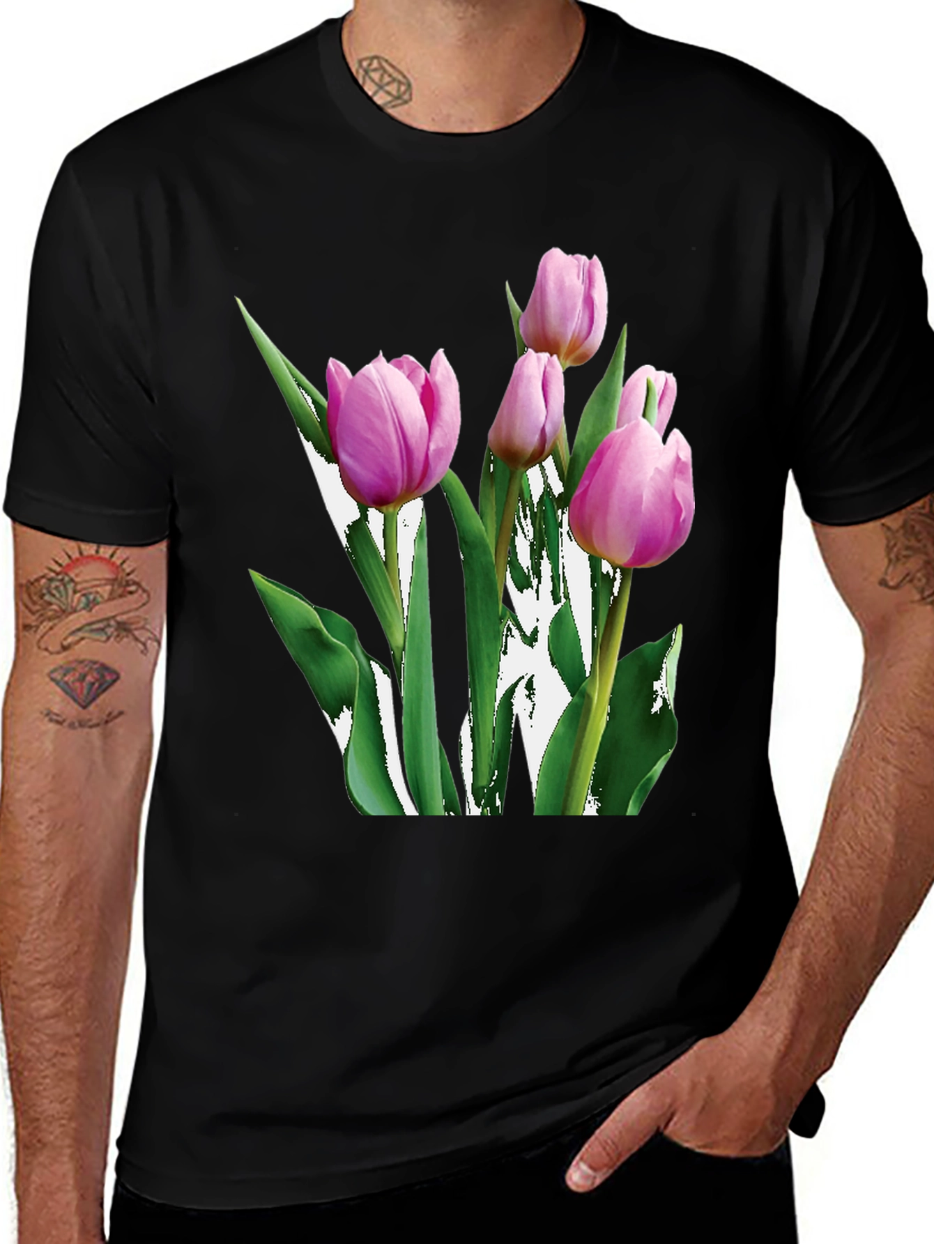 Variant 14 of Tulip Graphic Black T-Shirt