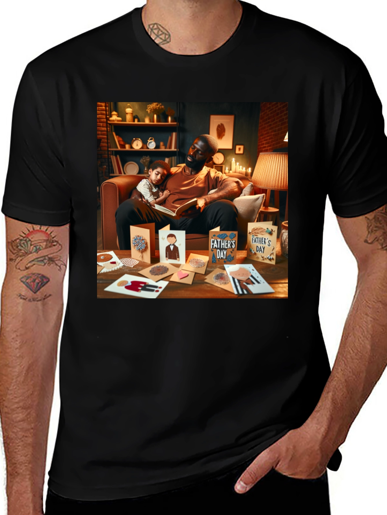 Variant 6 of Father's Day T-Shirt: Cozy Reading Scene