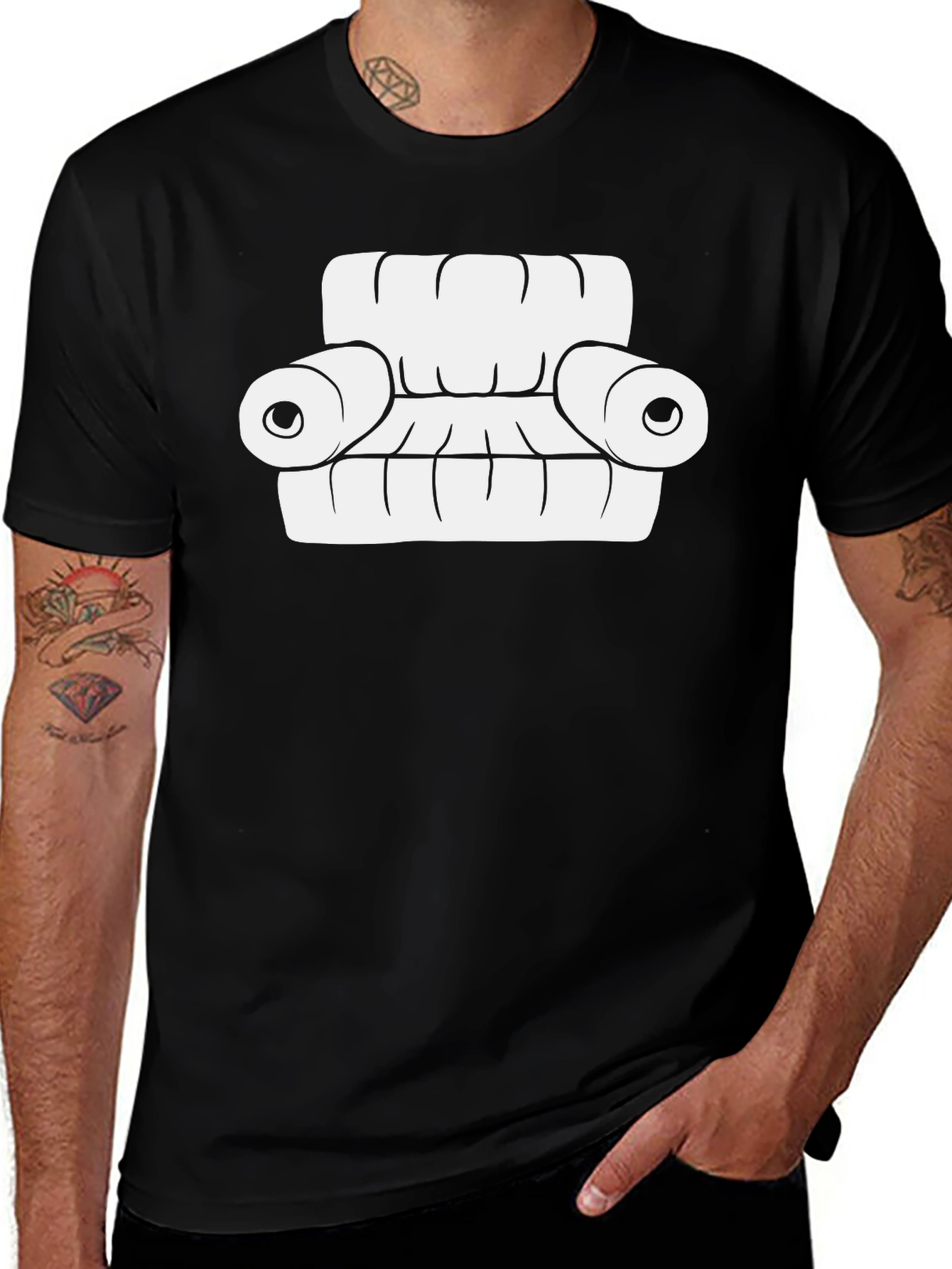 Variant 21 of Cartoon Couch Graphic Tee - Comfortable Black T-Shirt