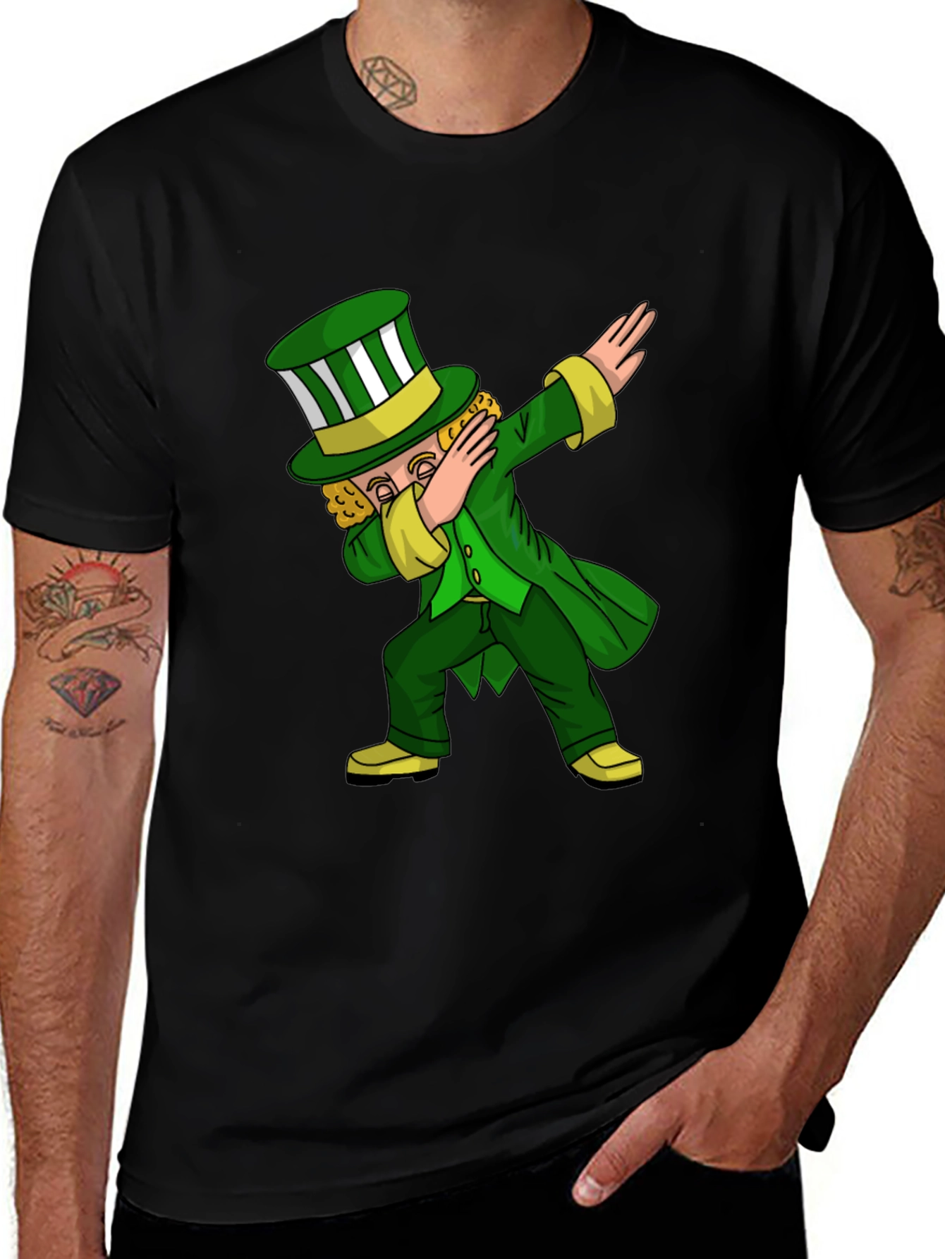 St. Patrick's Day Leprechaun Dab Black T-Shirt