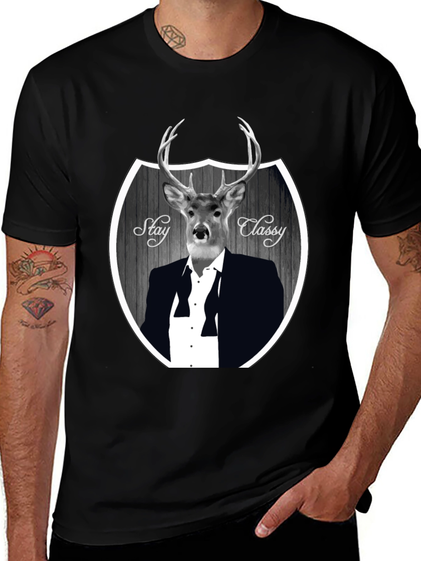 Variant 21 of Stay Classy Deer Black T-Shirt