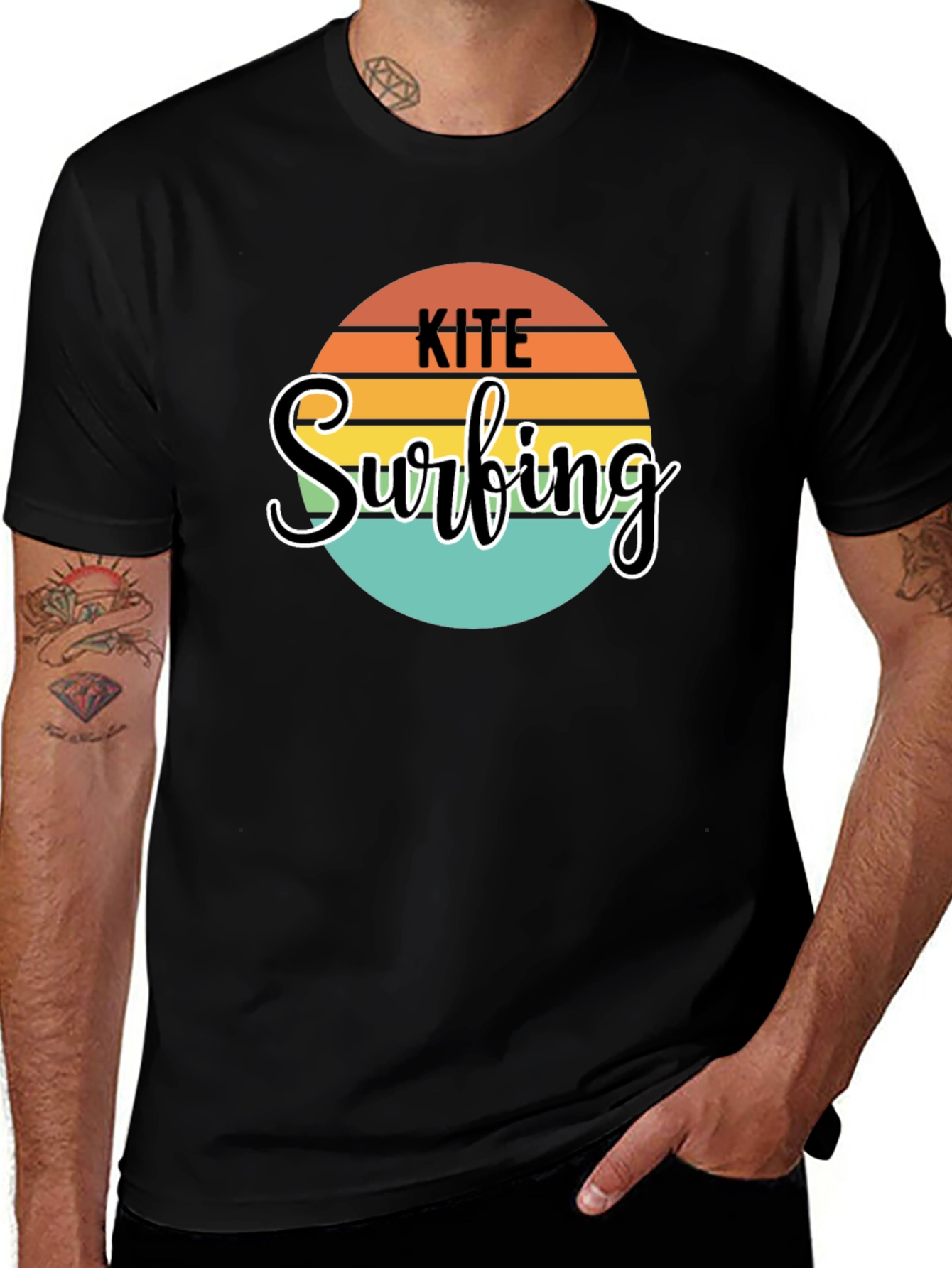 Variant 11 of Kite Surfing Graphic Tee - Retro Style