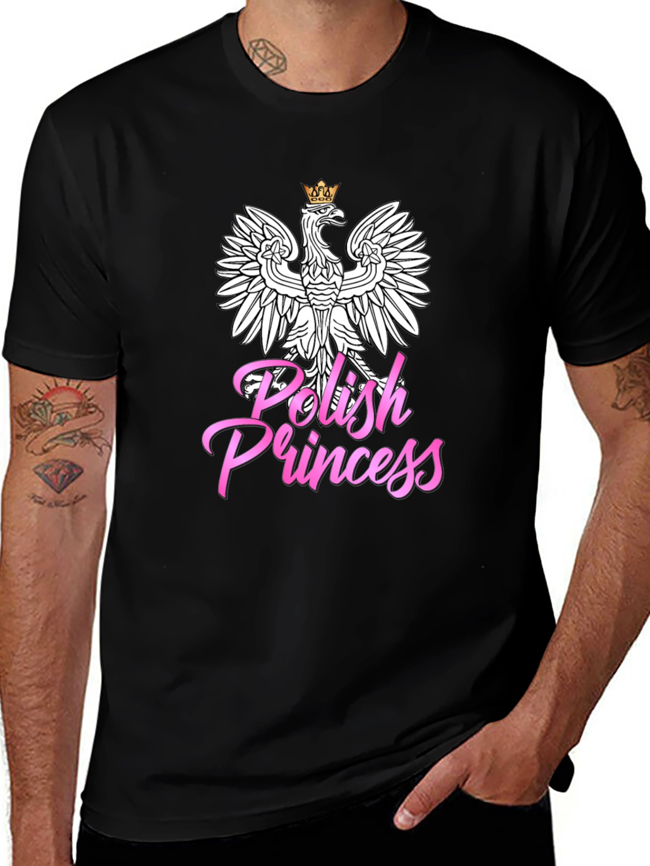 Polish Princess T-Shirt - Black Crew Neck Tee